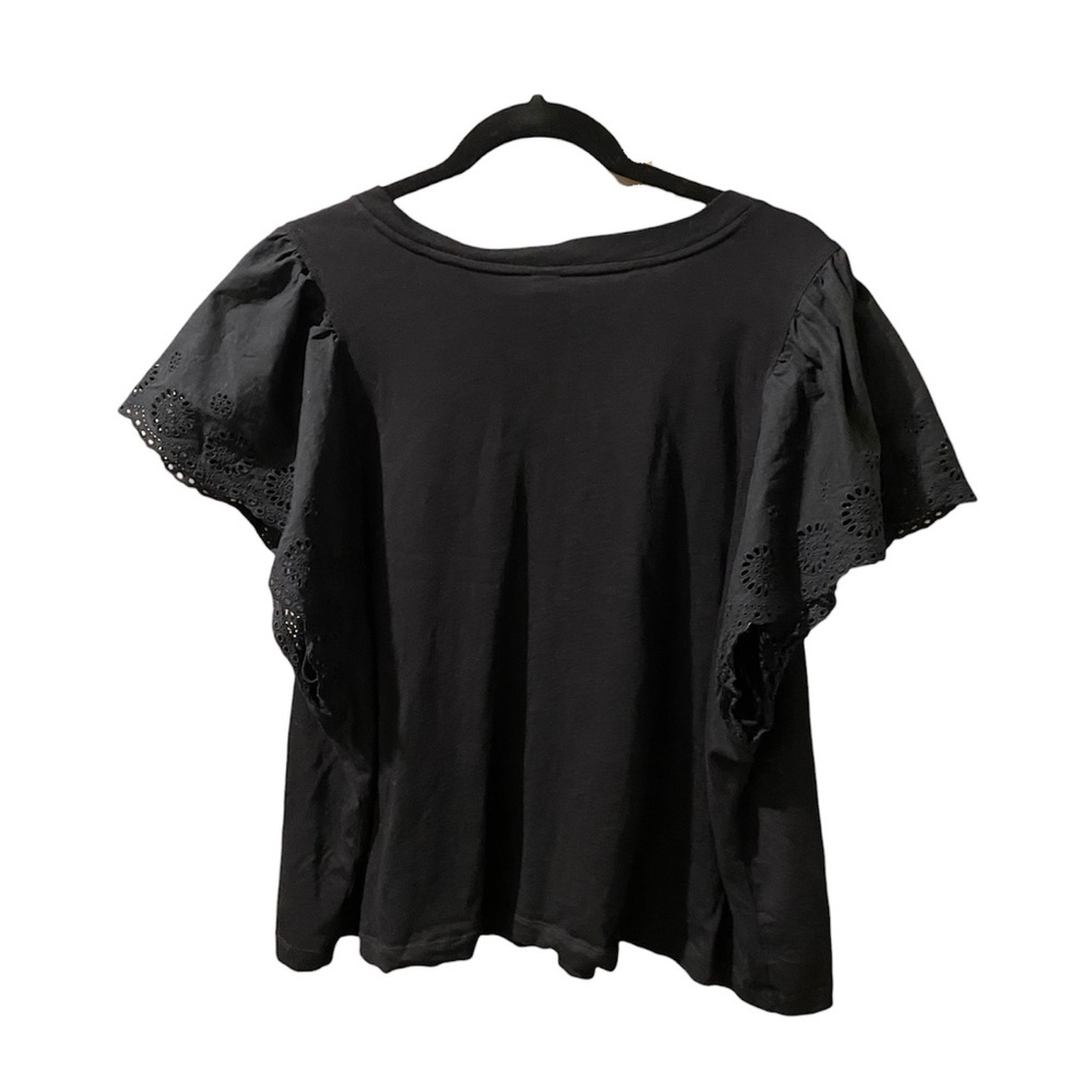 Old Navy Black Flowy Eyelet Sleeve Top Size 2X - Picture 2 of 6